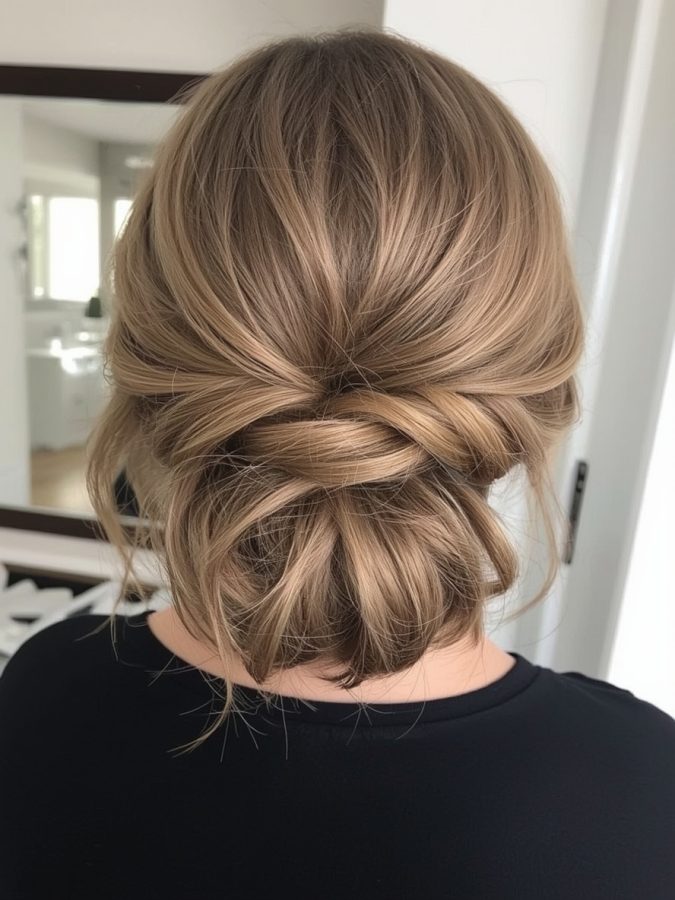 33. Braided Low Bun Bridemaids Hairstyles