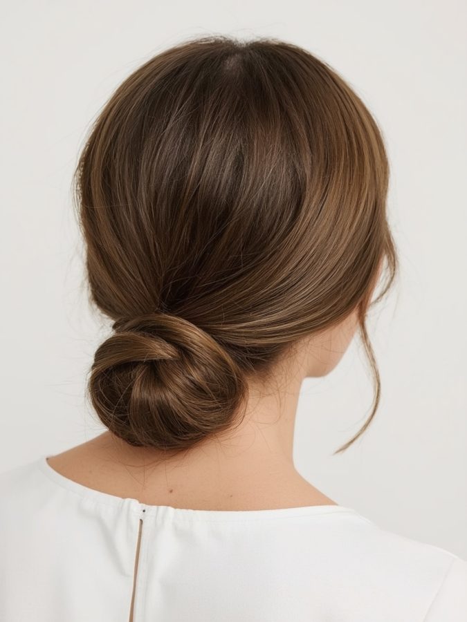 16. Low Bun with Face-Framing Pieces Bridemaids Hairstyles