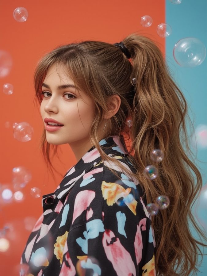 Grad Hairstyles: Sleek Low Ponytail with Center Part