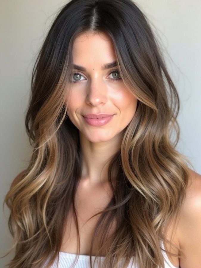 Long Haircut Ideas with Low Messy Chignon