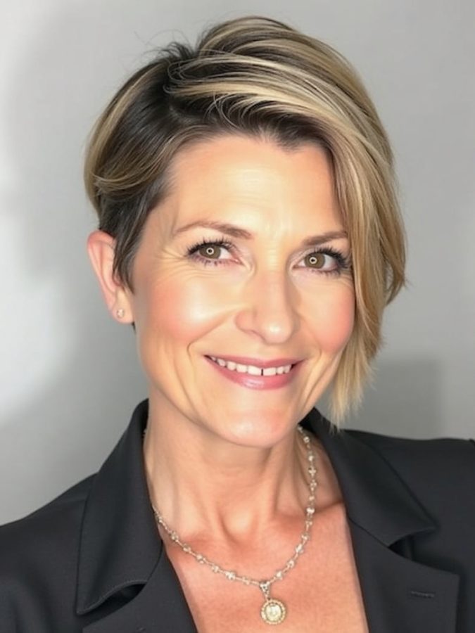 Hairstyles For Thin Fine Hair Over 60: The Chin-Length Bob with Side Part