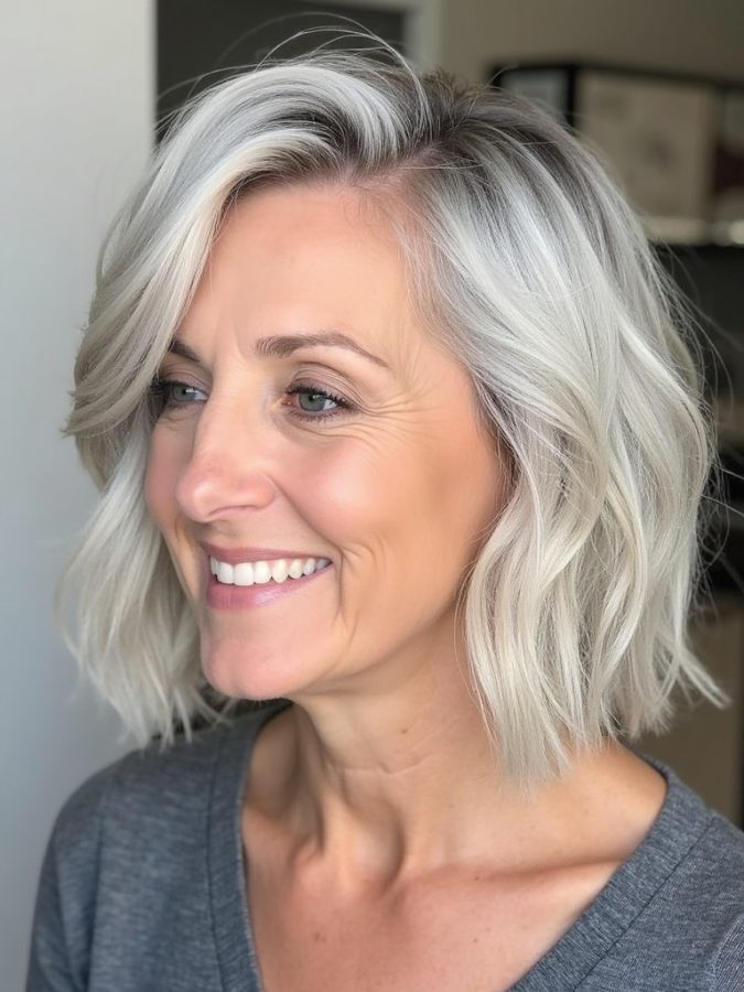 Hairstyles For Thin Fine Hair Over 60: The Bob with Long Layers