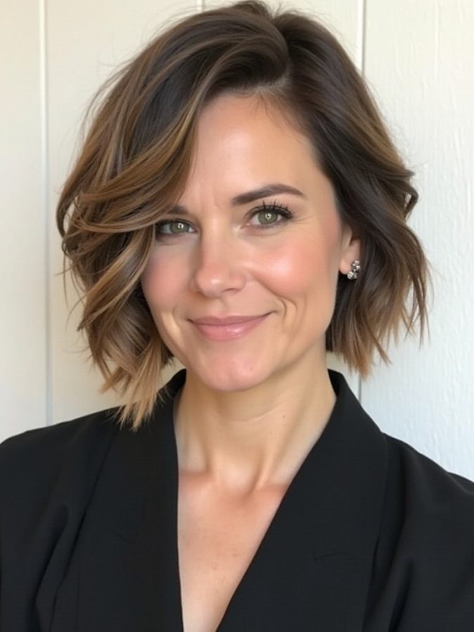 Angled Bob Haircut: The Textured Beach Waves