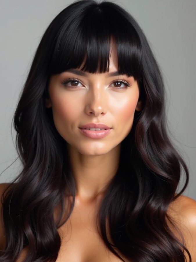 Crimped Face Framing Curtain Bangs