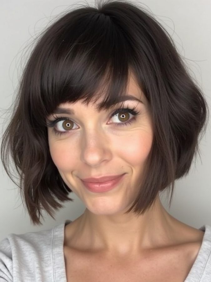 Angled Bob Haircut: The With Middle Part