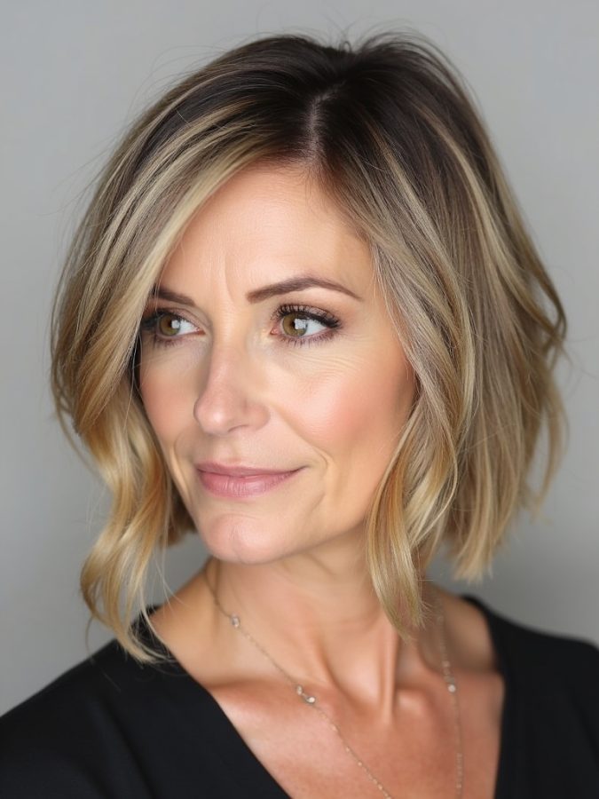 Hairstyles For Thin Fine Hair Over 60: The Soft Waves with Middle Part