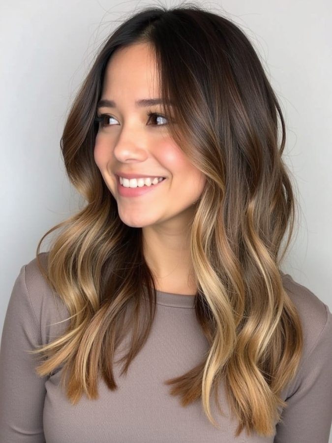 Honey Brown Balayage: Fine Honey Highlights