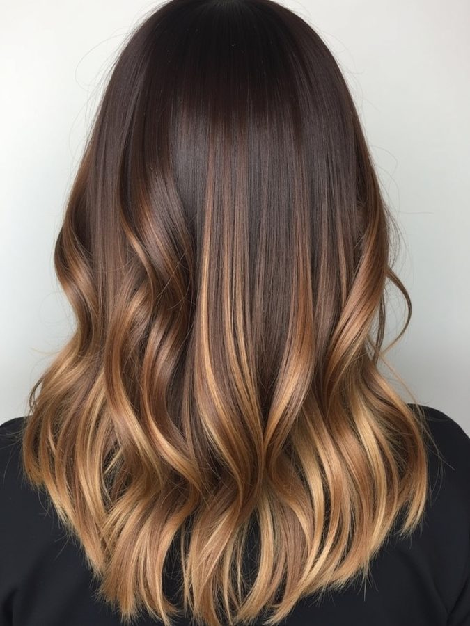 Honey Brown Balayage: Asymmetrical Hair