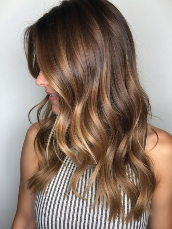 Honey Brown Balayage: Bold Honey Streaks