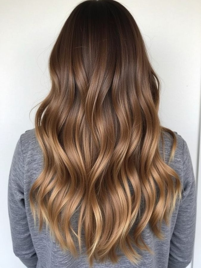 Honey Brown Balayage: Blended Root Shadow