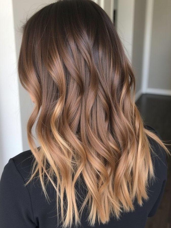 Honey Brown Balayage: Curly Hair Magic
