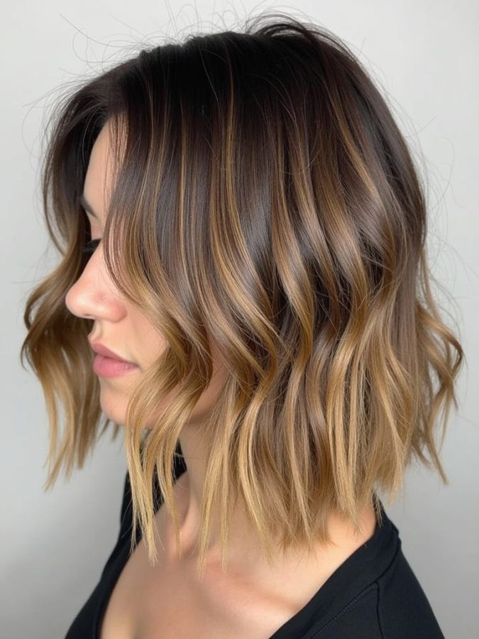 Honey Brown Balayage: Auburn Undertones