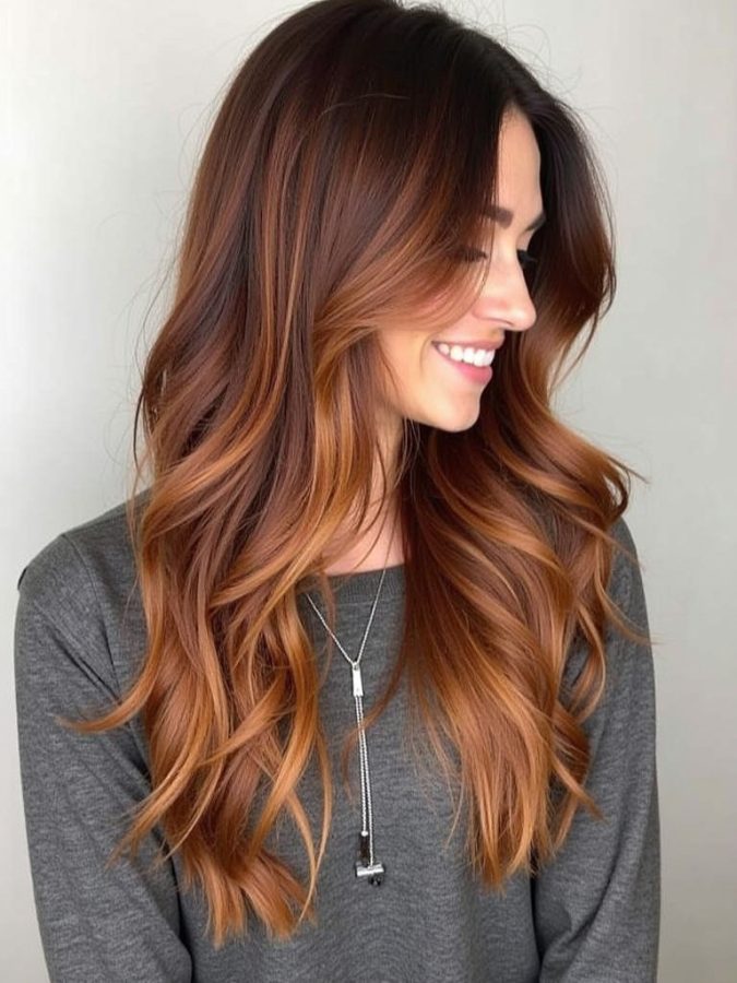 Honey Brown Balayage: Chocolate Brown Base
