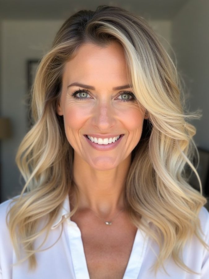 Hairstyles For Thin Fine Hair Over 60: The Textured Lob with Highlights