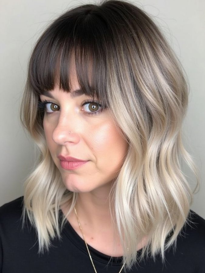 Wet Look Face Framing Curtain Bangs