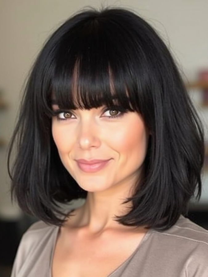 Face Framing Curtain Bangs with Balayage