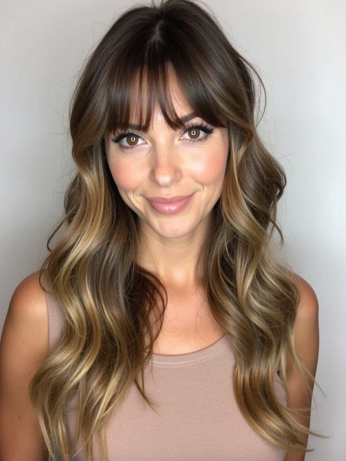 Face Framing Curtain Bangs with Glasses