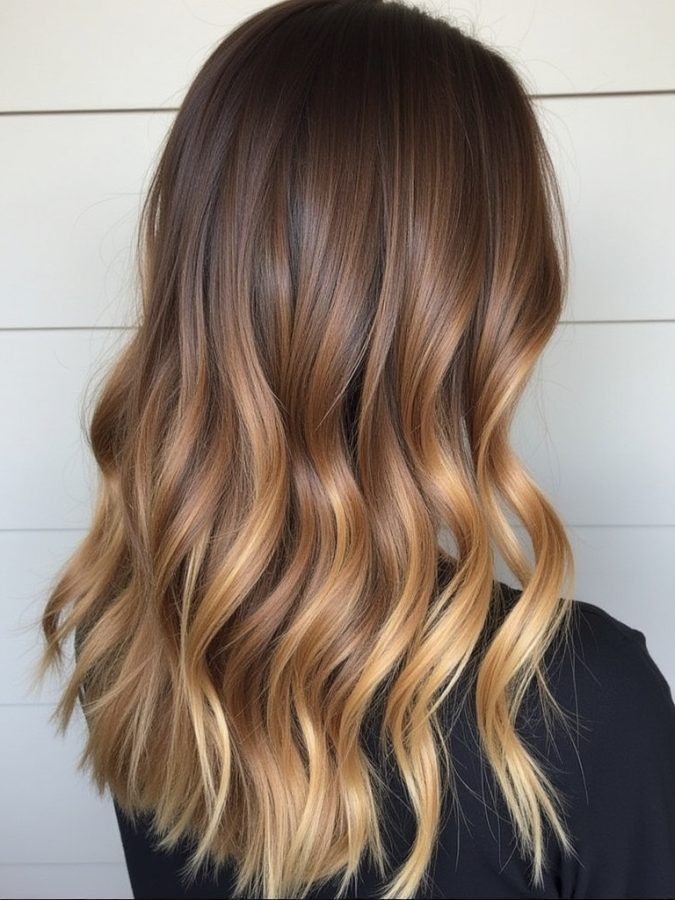 Honey Brown Balayage: Beachy Waves Perfection