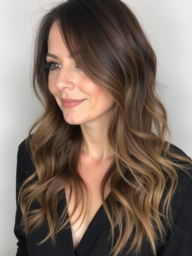 Long Haircut Ideas with Bubble Ponytail and Sleek Texture