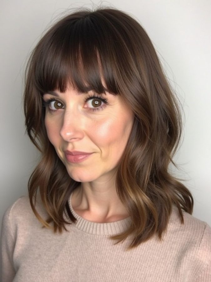 Face Framing Curtain Bangs for Square Faces