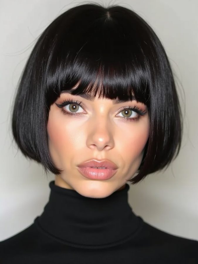 Face Framing Curtain Bangs for Round Faces