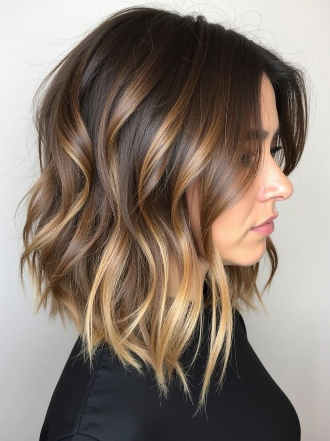 Honey Brown Balayage: Golden Highlights on Brunette