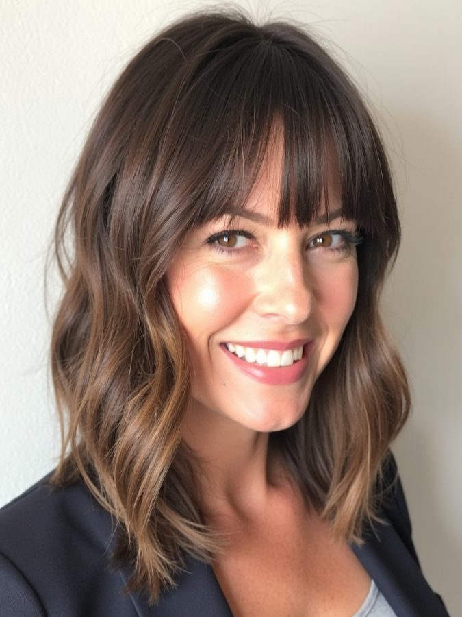 Straight Hair with Subtle Face Framing Curtain Bangs