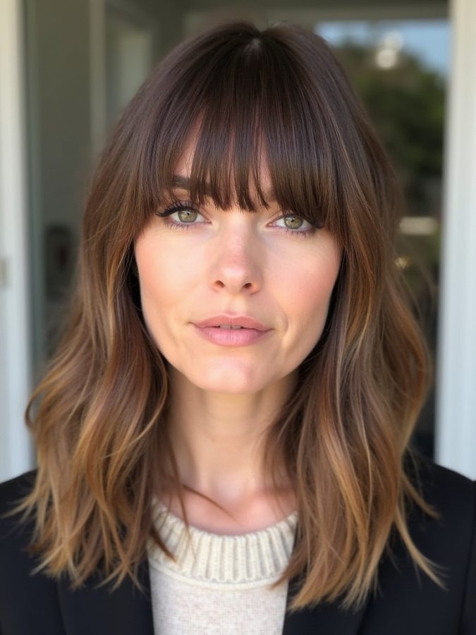 Sleek Bob with Face Framing Curtain Bangs