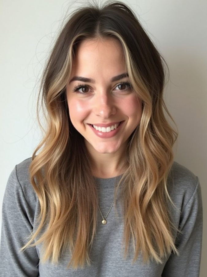 Long Haircut Ideas with Half-Up Top Knot and Textured Waves