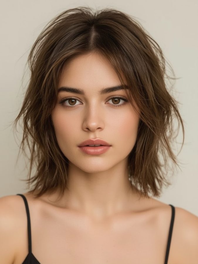 Shouler Length Hairstyle For Thin Hair Fine: Shoulder Length with a Side Swept Bangs