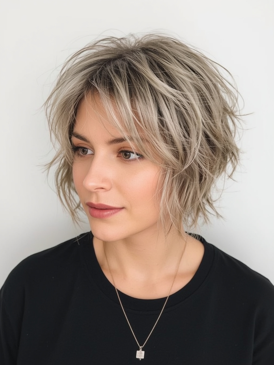 Hairstyle For Thin Fine Hair Over 50: Balayage Bob