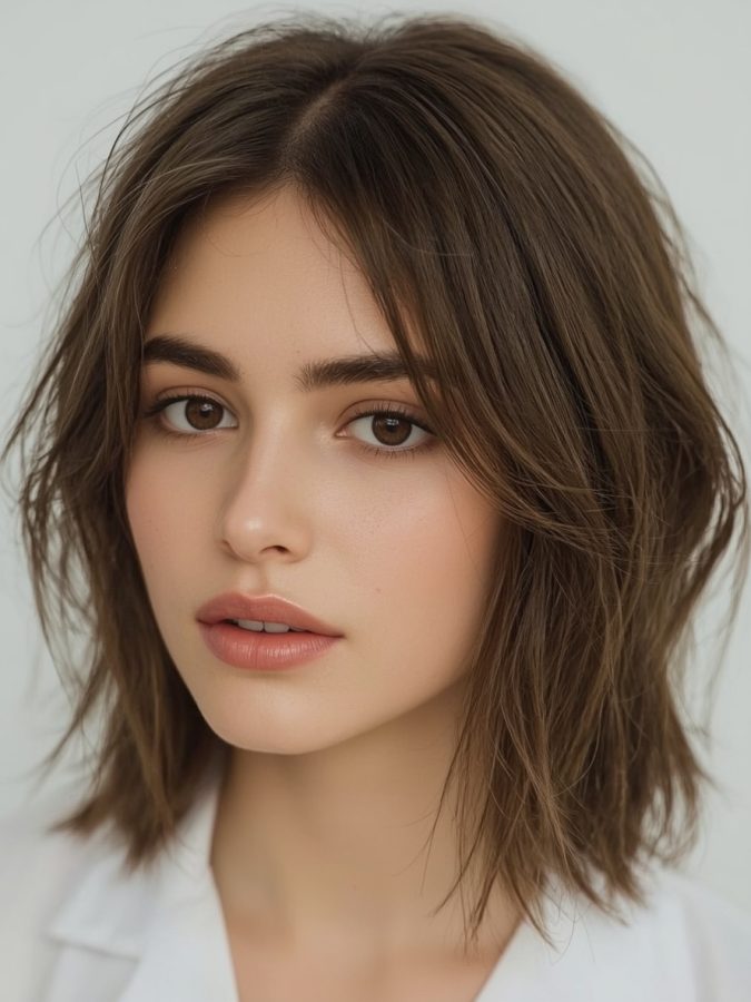 Shouler Length Hairstyle For Thin Hair Fine: Shoulder-Length with a Middle Part