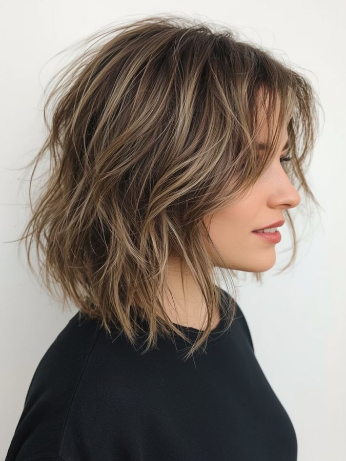 Bob For Thin Hair Older Women: Off-Center Part Bob