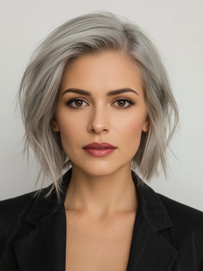 Bob For Thin Hair Older Women: Jaw-Length Bob With Flicked Out Ends