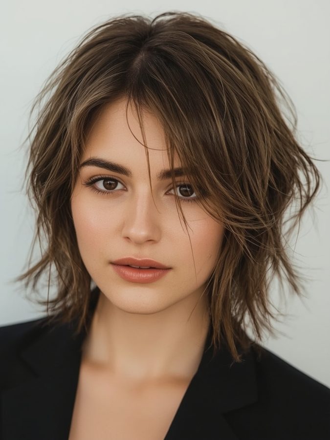  Shouler Length Hairstyle For Thin Hair Fine: Shoulder-Length with Layers and Bangs