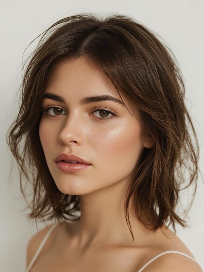 Shouler Length Hairstyle For Thin Hair Fine: The "Lob" with Subtle Texture