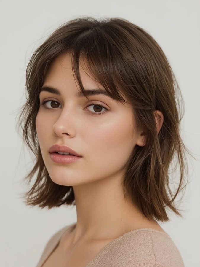  Shouler Length Hairstyle For Thin Hair Fine: Blunt Cut with Face-Framing Layers