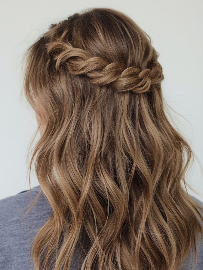 Hair Wrap Designs : Messy Fishtail Braid with Wrap, Feather, and Bead Highlights