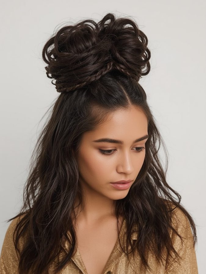 Hair Wrap Designs : Wavy Hair with Partial Wrap and Layered Threads