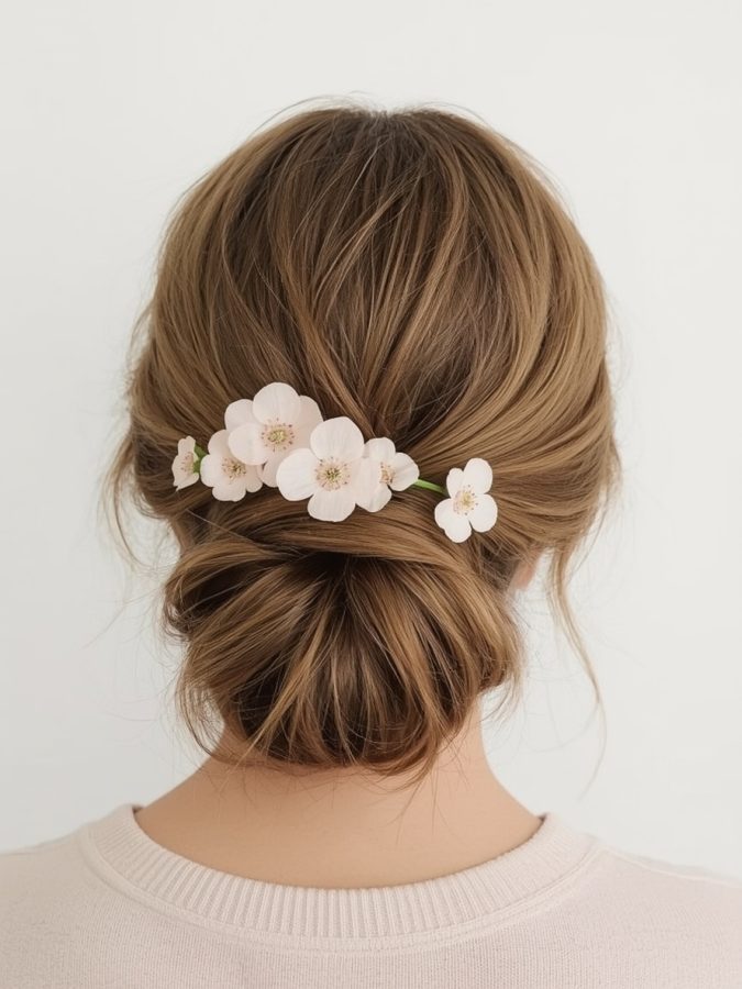 Hair Wrap Designs : High Bun with Wrap and Bow Accents