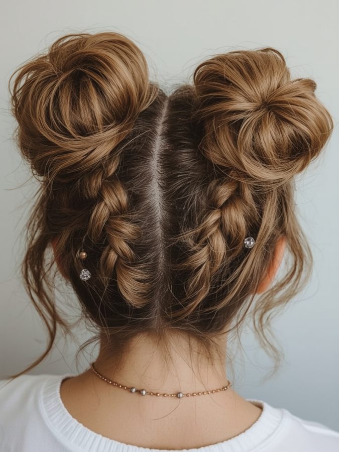Hair Wrap Designs : Double Dutch Braids with Wrap and Charm Accents