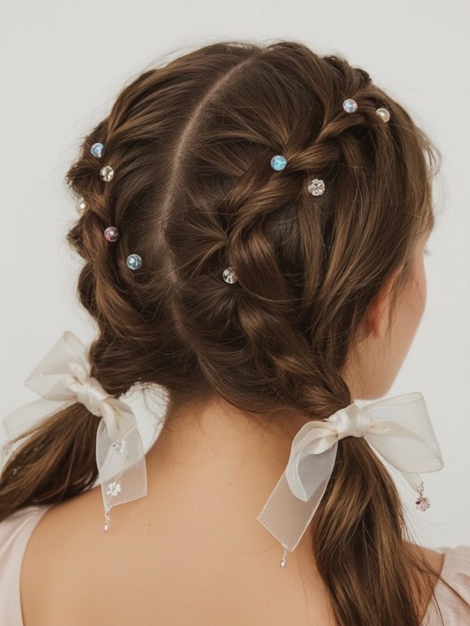 Hair Wrap Designs : Braided Headband with Wrap, Shell, and Bead Accents