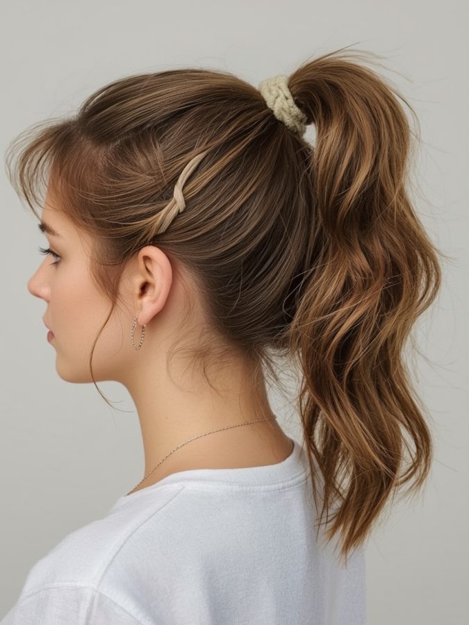 Hair Wrap Designs : High Ponytail with Wrap Detail