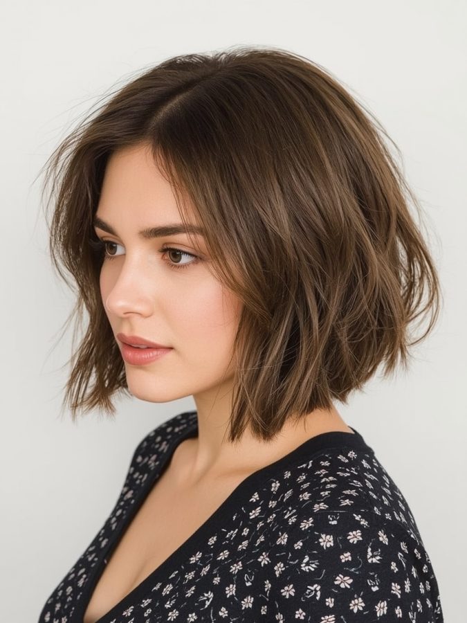 Bob For Thin Hair Older Women: Chin-Length Bob With Side Bangs