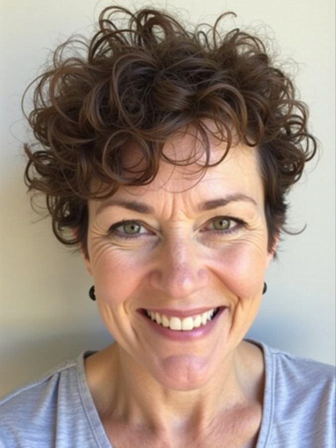 Hairstyles For Thin Hair Fine Over 50: Shaggy Lob with Curtain Bangs