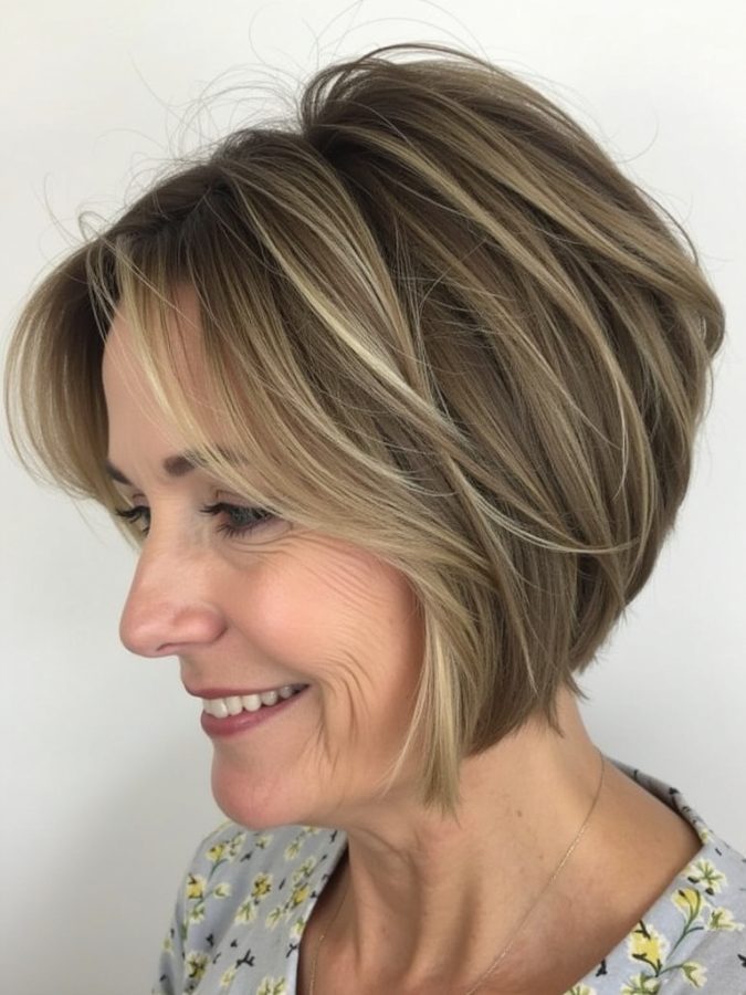 Hairstyles For Thin Hair Fine Over 50: Shaggy Pixie with Long Bangs