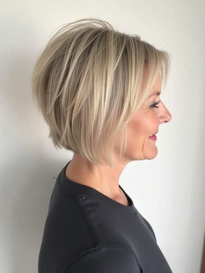 Hairstyles For Thin Hair Fine Over 50: Feathered Bob