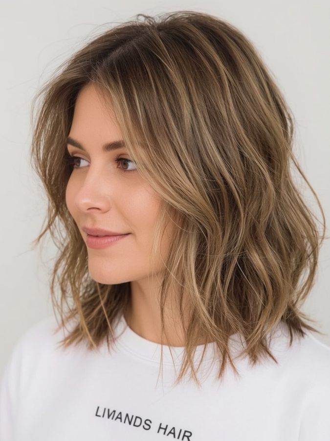 Hairstyles For Thin Hair Fine Over 50: Angled Bob with Highlights