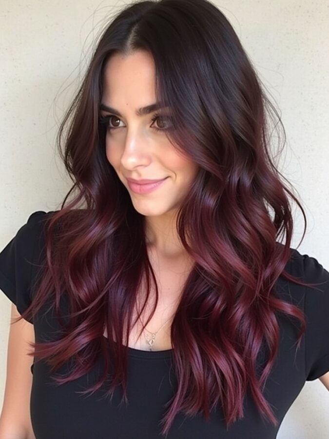 Hair Color Ideas For Brunettes: Dark Brunette with Burgundy Undertones