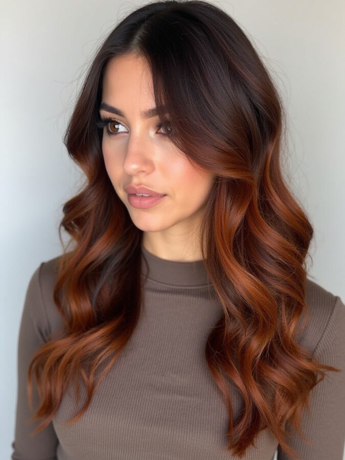Hair Color Ideas For Brunettes: Burgundy Balayage